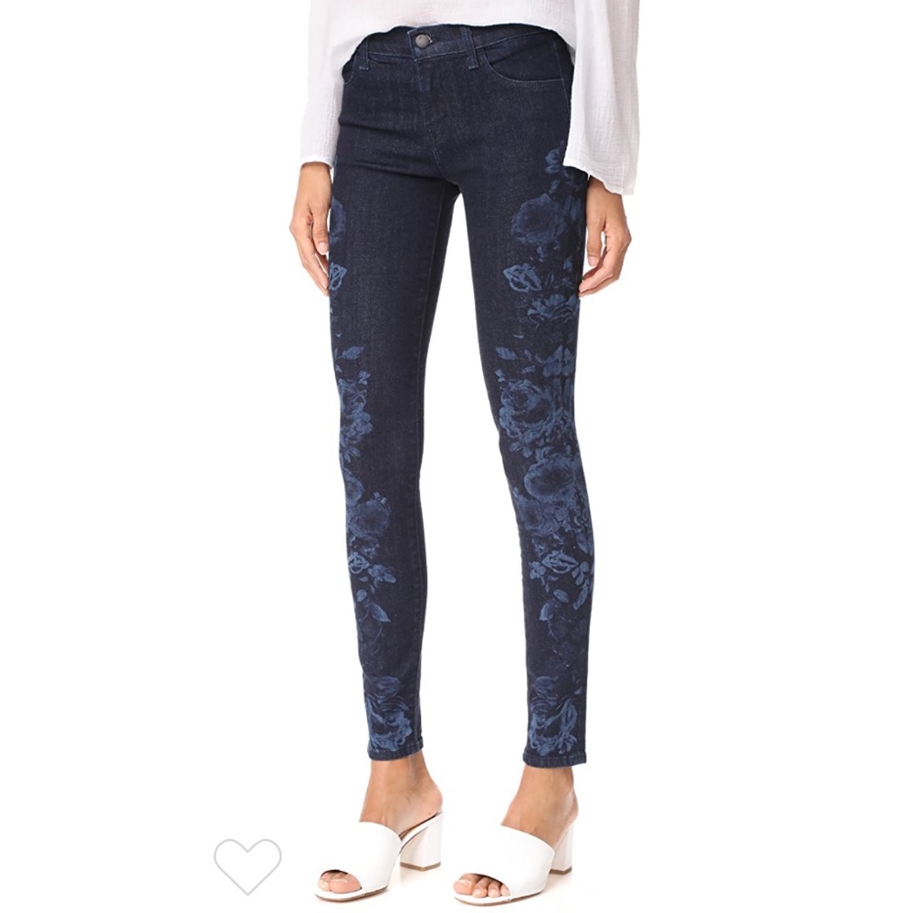 J Brand Indigo Blossom Super Skinny Mid Rise Sz 26